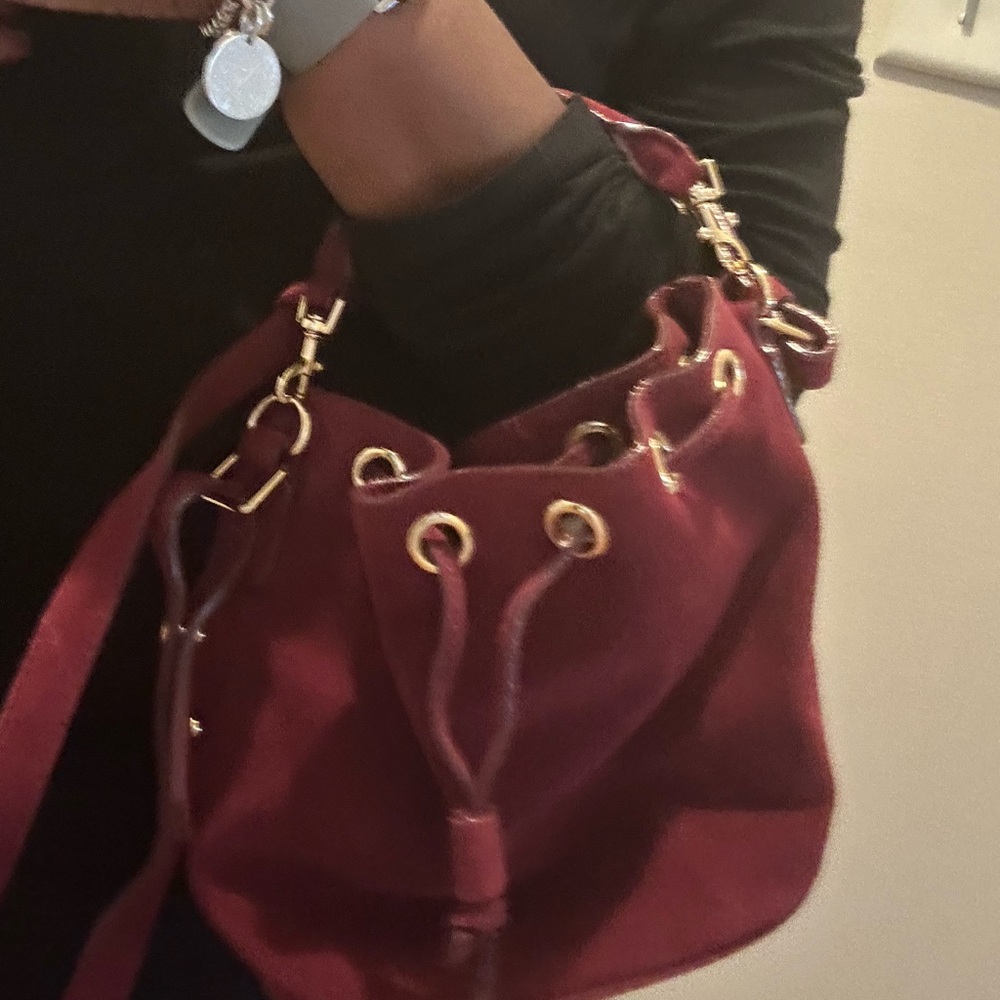 Ann Taylor Suede Burgundy Shoulder Bag - Picture 7 of 8